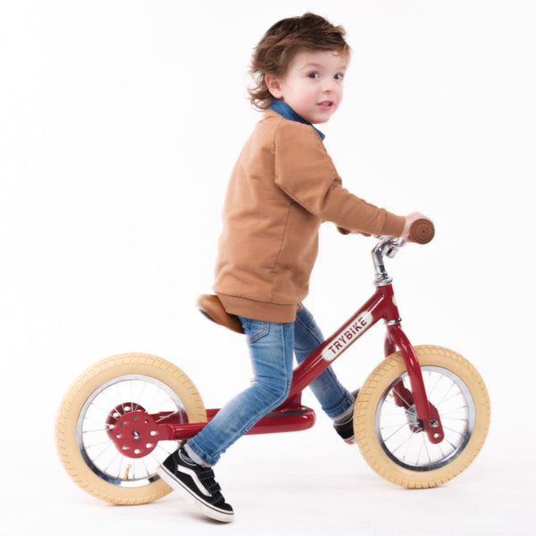  3Trybike Red Vintage with Cream Tyres and Chrome (3 wheel) | KidzInc Australia | Online Educational Toys 3