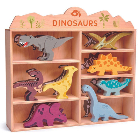 Tender Leaf Toys Wooden Dinosaurs Set in Display Shelf | Kidzinc Australia